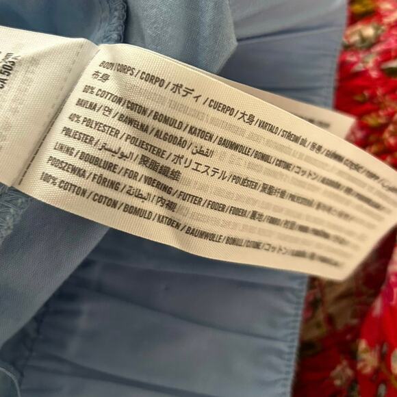 Abercrombie Cropped Top Ruffles Short Sleeve Preppy Boho Women Blue NWT Size XL - Picture 5 of 6